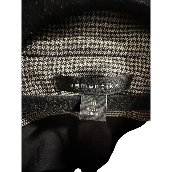 👗 2/$30 👗 Gray Houndstooth Blazer Jacket Sz 10 With Flower Accent - Picture 6 of 10